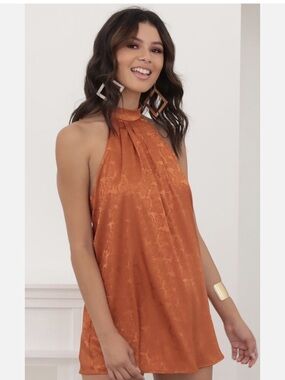 Lucy in the Sky Orange Floral Jacquard Mini Dress